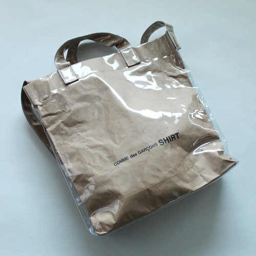 comme des garcons shirt pvc kraft paper messenger tote bag