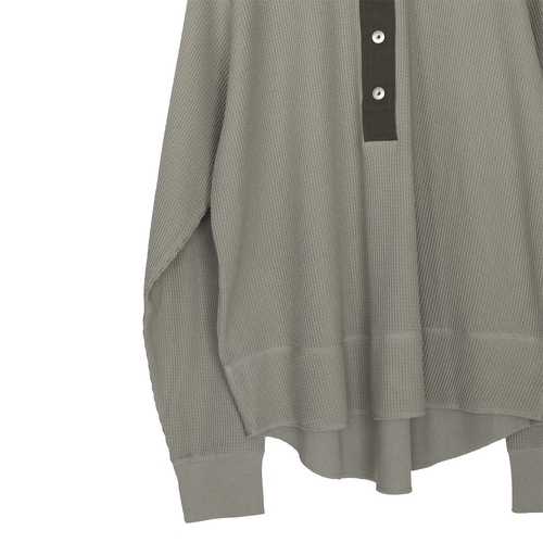 OMAR AFRIDI / HENRYNECK - Waffle Knit x Woven Herringbone / Sand x